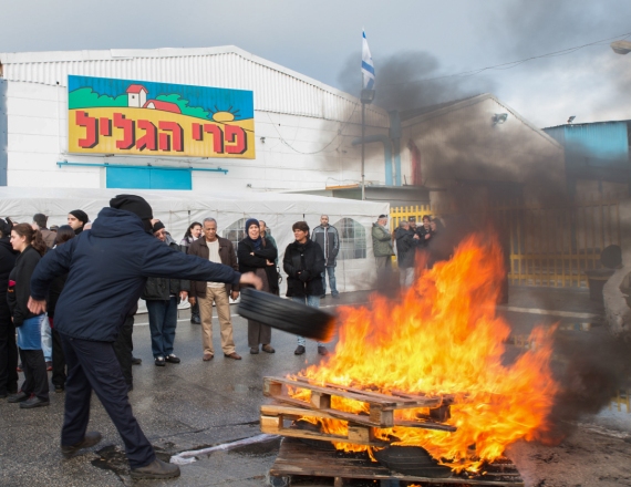 הפגנת עובדי 'פרי גליל'