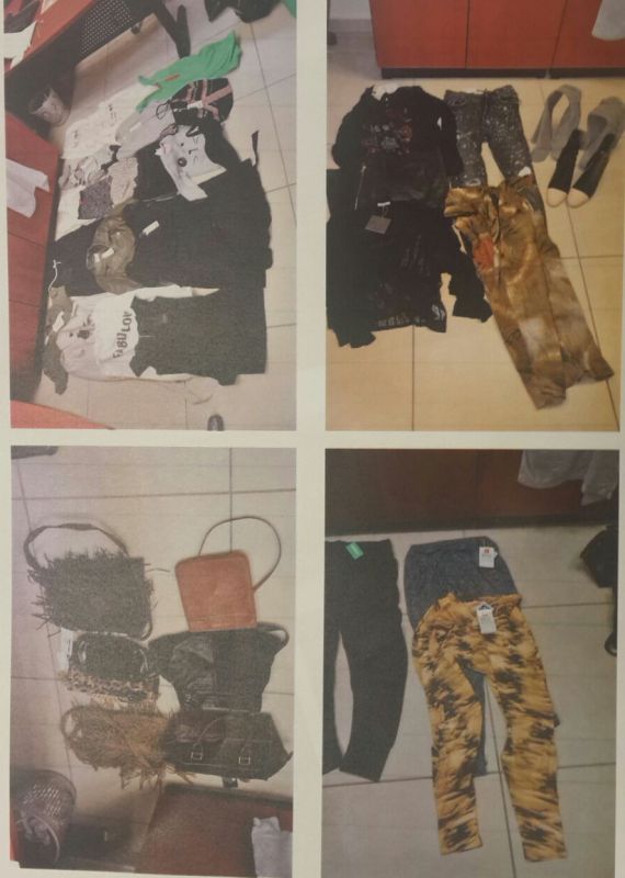 השלל שנגנב מחנויות הבגדים