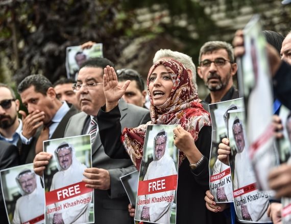 הפגנה לשיחרור העיתונאי הסעודי