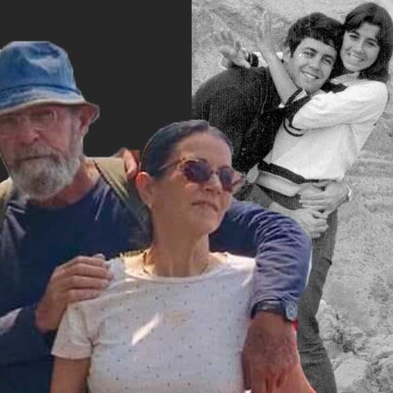 מימין: איריס עדן ובעלה המנוח, ישיש עדן ז"ל; משמאל: איריס ובן זוגה משה פדר, שנהרג אתמול