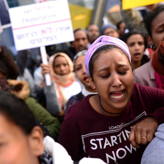 צילום ארכיון מתוך מחאת מבקשי מקלט